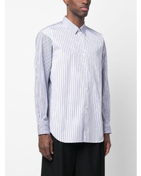 hellblaues vertikal gestreiftes Langarmhemd von Comme Des Garcons SHIRT