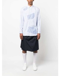 hellblaues vertikal gestreiftes Langarmhemd von Comme Des Garcons SHIRT