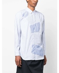 hellblaues vertikal gestreiftes Langarmhemd von Comme Des Garcons SHIRT