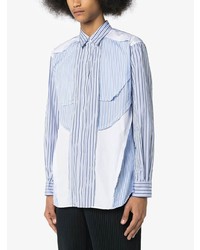 hellblaues vertikal gestreiftes Langarmhemd von Comme Des Garcons SHIRT