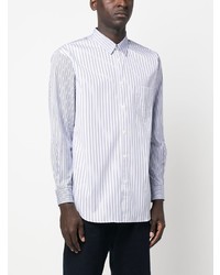 hellblaues vertikal gestreiftes Langarmhemd von Comme Des Garcons SHIRT