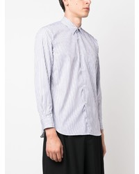 hellblaues vertikal gestreiftes Langarmhemd von Comme Des Garcons SHIRT