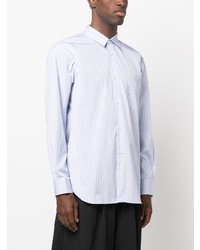 hellblaues vertikal gestreiftes Langarmhemd von Comme Des Garcons SHIRT