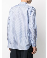 hellblaues vertikal gestreiftes Langarmhemd von Comme Des Garcons SHIRT