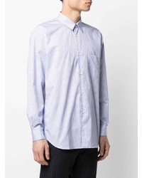 hellblaues vertikal gestreiftes Langarmhemd von Comme Des Garcons SHIRT