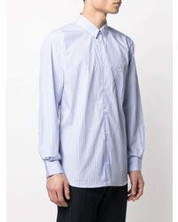 hellblaues vertikal gestreiftes Langarmhemd von Comme Des Garcons SHIRT