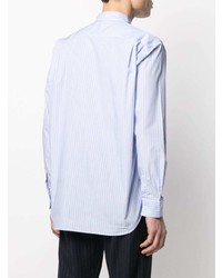 hellblaues vertikal gestreiftes Langarmhemd von Comme Des Garcons SHIRT