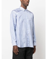 hellblaues vertikal gestreiftes Langarmhemd von Comme Des Garcons SHIRT