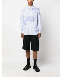 hellblaues vertikal gestreiftes Langarmhemd von Comme Des Garcons SHIRT