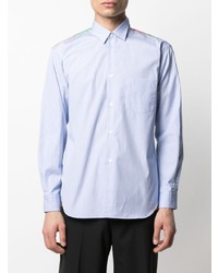 hellblaues vertikal gestreiftes Langarmhemd von Comme Des Garcons SHIRT