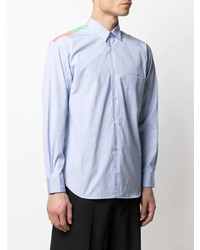 hellblaues vertikal gestreiftes Langarmhemd von Comme Des Garcons SHIRT