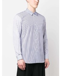 hellblaues vertikal gestreiftes Langarmhemd von Comme Des Garcons SHIRT