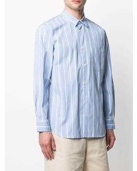 hellblaues vertikal gestreiftes Langarmhemd von Comme Des Garcons SHIRT