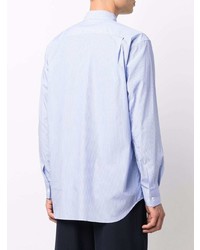 hellblaues vertikal gestreiftes Langarmhemd von Comme Des Garcons SHIRT