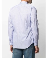 hellblaues vertikal gestreiftes Langarmhemd von Comme Des Garcons SHIRT