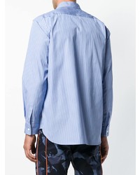 hellblaues vertikal gestreiftes Langarmhemd von Comme Des Garcons SHIRT