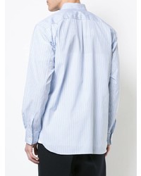 hellblaues vertikal gestreiftes Langarmhemd von Comme Des Garcons SHIRT