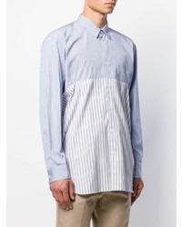 hellblaues vertikal gestreiftes Langarmhemd von Comme Des Garcons SHIRT