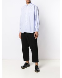 hellblaues vertikal gestreiftes Langarmhemd von Comme Des Garcons SHIRT