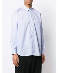 hellblaues vertikal gestreiftes Langarmhemd von Comme Des Garcons SHIRT