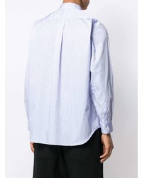 hellblaues vertikal gestreiftes Langarmhemd von Comme Des Garcons SHIRT