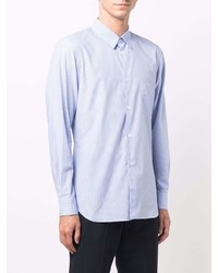 hellblaues vertikal gestreiftes Langarmhemd von Comme Des Garcons SHIRT