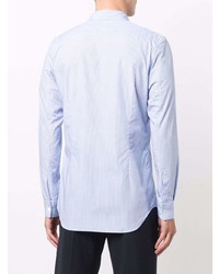 hellblaues vertikal gestreiftes Langarmhemd von Comme Des Garcons SHIRT