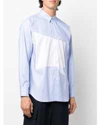 hellblaues vertikal gestreiftes Langarmhemd von Comme Des Garcons SHIRT