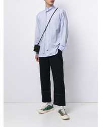 hellblaues vertikal gestreiftes Langarmhemd von Comme Des Garcons SHIRT