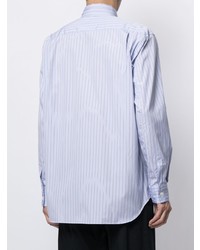 hellblaues vertikal gestreiftes Langarmhemd von Comme Des Garcons SHIRT