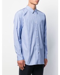 hellblaues vertikal gestreiftes Langarmhemd von Comme Des Garcons SHIRT