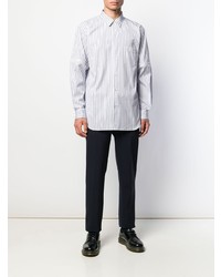 hellblaues vertikal gestreiftes Langarmhemd von Comme Des Garcons SHIRT