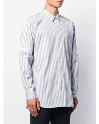 hellblaues vertikal gestreiftes Langarmhemd von Comme Des Garcons SHIRT