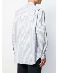 hellblaues vertikal gestreiftes Langarmhemd von Comme Des Garcons SHIRT