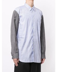 hellblaues vertikal gestreiftes Langarmhemd von Comme Des Garcons SHIRT