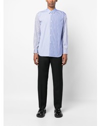 hellblaues vertikal gestreiftes Langarmhemd von Comme Des Garcons SHIRT