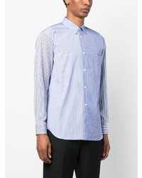 hellblaues vertikal gestreiftes Langarmhemd von Comme Des Garcons SHIRT