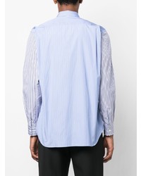 hellblaues vertikal gestreiftes Langarmhemd von Comme Des Garcons SHIRT