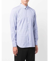 hellblaues vertikal gestreiftes Langarmhemd von Comme Des Garcons SHIRT