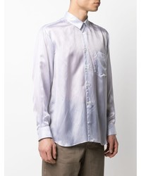 hellblaues vertikal gestreiftes Langarmhemd von Comme Des Garcons SHIRT