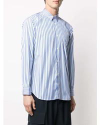 hellblaues vertikal gestreiftes Langarmhemd von Comme Des Garcons SHIRT