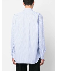 hellblaues vertikal gestreiftes Langarmhemd von Comme Des Garcons SHIRT