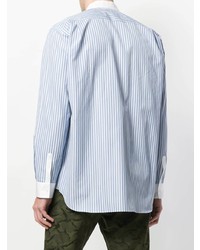 hellblaues vertikal gestreiftes Langarmhemd von Comme Des Garçons Shirt Boys