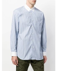 hellblaues vertikal gestreiftes Langarmhemd von Comme Des Garçons Shirt Boys