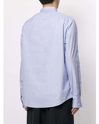 hellblaues vertikal gestreiftes Langarmhemd von Armani Exchange
