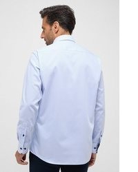 hellblaues vertikal gestreiftes Langarmhemd von Eterna