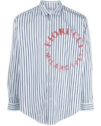 hellblaues vertikal gestreiftes Langarmhemd von Fiorucci