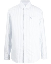 hellblaues vertikal gestreiftes Langarmhemd von Fred Perry