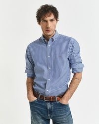hellblaues vertikal gestreiftes Langarmhemd von Gant
