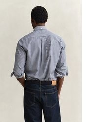 hellblaues vertikal gestreiftes Langarmhemd von Gant